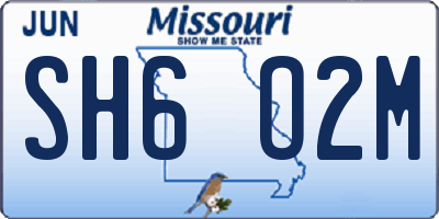MO license plate SH6O2M