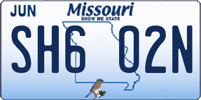MO license plate SH6O2N