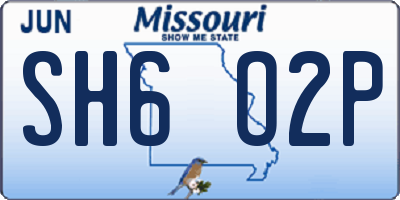 MO license plate SH6O2P