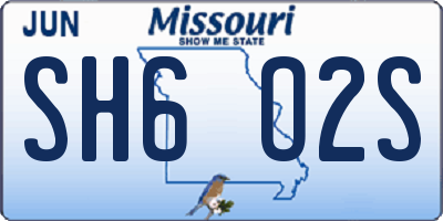 MO license plate SH6O2S