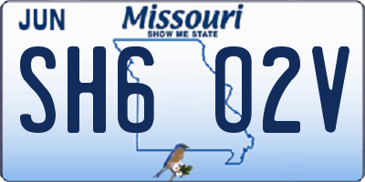 MO license plate SH6O2V