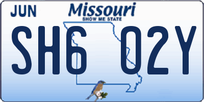 MO license plate SH6O2Y