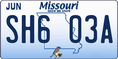 MO license plate SH6O3A