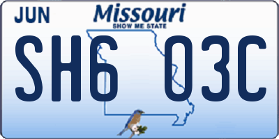 MO license plate SH6O3C