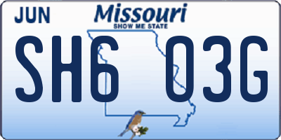 MO license plate SH6O3G