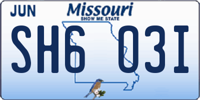 MO license plate SH6O3I