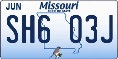 MO license plate SH6O3J