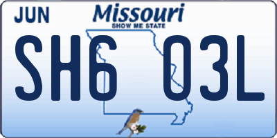 MO license plate SH6O3L