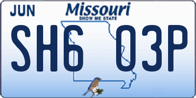 MO license plate SH6O3P