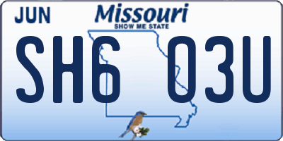MO license plate SH6O3U