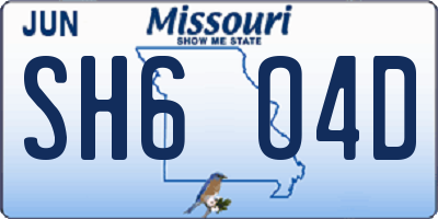 MO license plate SH6O4D