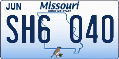 MO license plate SH6O4O