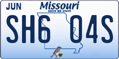 MO license plate SH6O4S