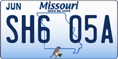 MO license plate SH6O5A