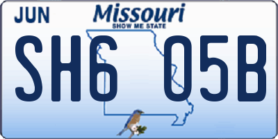 MO license plate SH6O5B