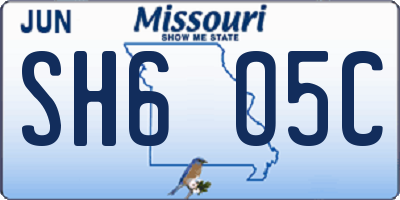 MO license plate SH6O5C