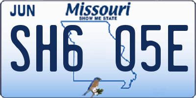 MO license plate SH6O5E