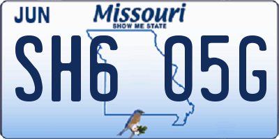MO license plate SH6O5G