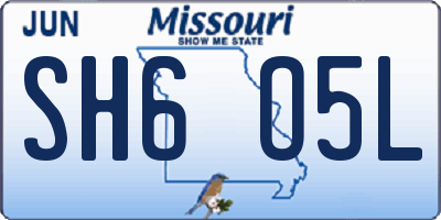MO license plate SH6O5L