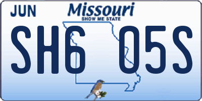 MO license plate SH6O5S