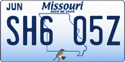 MO license plate SH6O5Z