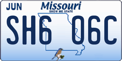 MO license plate SH6O6C