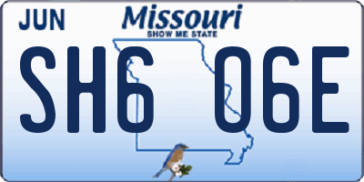 MO license plate SH6O6E