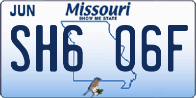 MO license plate SH6O6F