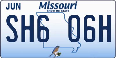 MO license plate SH6O6H