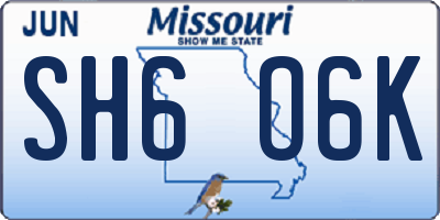 MO license plate SH6O6K
