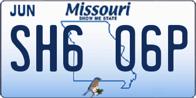 MO license plate SH6O6P