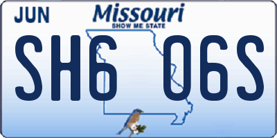 MO license plate SH6O6S