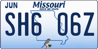 MO license plate SH6O6Z