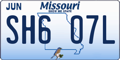 MO license plate SH6O7L