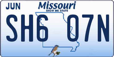MO license plate SH6O7N