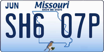 MO license plate SH6O7P