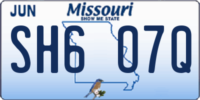 MO license plate SH6O7Q