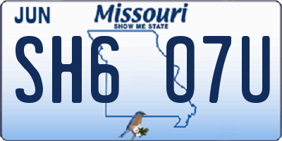MO license plate SH6O7U
