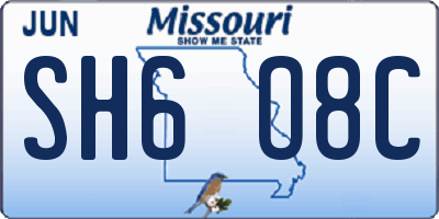 MO license plate SH6O8C