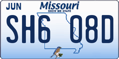 MO license plate SH6O8D