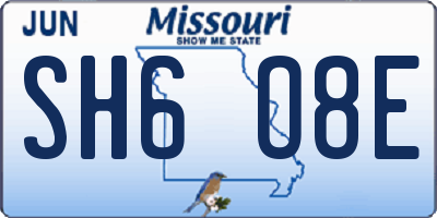 MO license plate SH6O8E