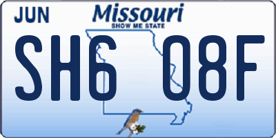 MO license plate SH6O8F