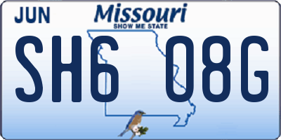 MO license plate SH6O8G