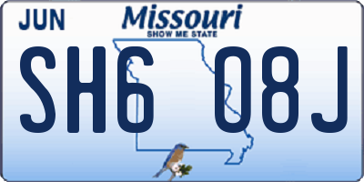 MO license plate SH6O8J