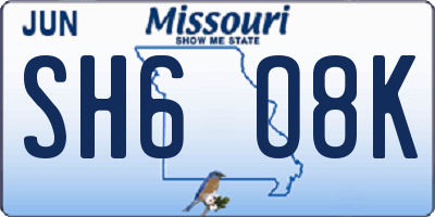 MO license plate SH6O8K
