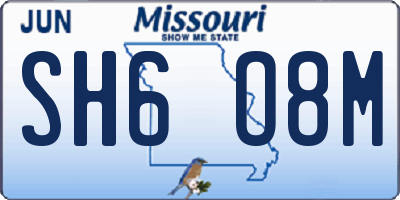 MO license plate SH6O8M