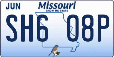 MO license plate SH6O8P