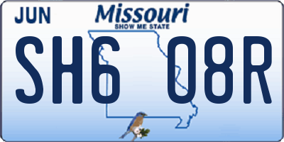 MO license plate SH6O8R