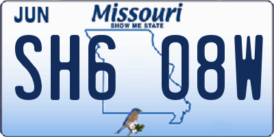 MO license plate SH6O8W