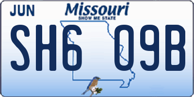 MO license plate SH6O9B